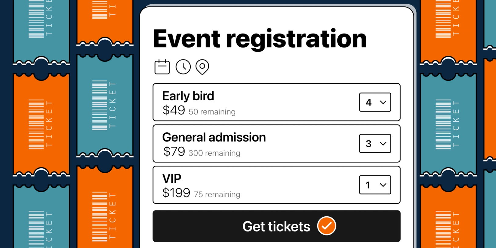 Create your own event pages in minutes, no-code needed, using Stripe for payment, and no ticketing fees!