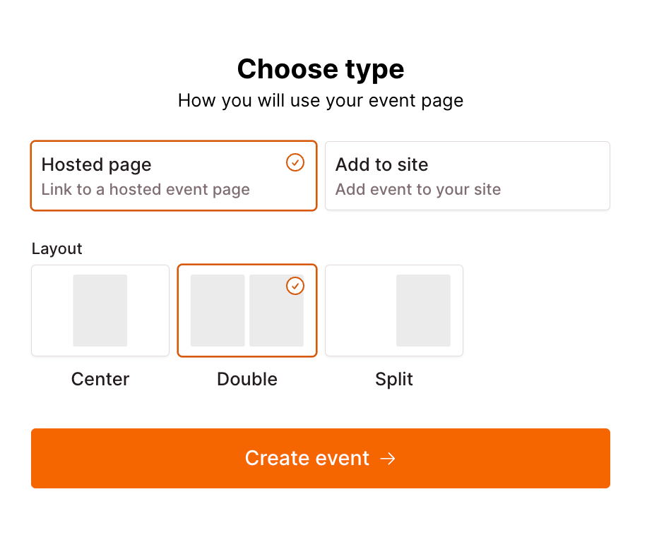 Checkout Page form enabling you to select your page layout