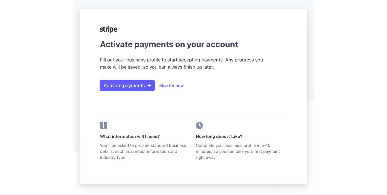 Activate payments on Stripe