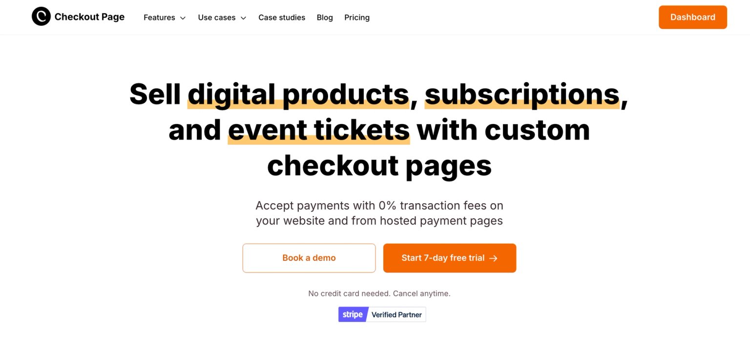 A screenshot of the Checkout Page homepage