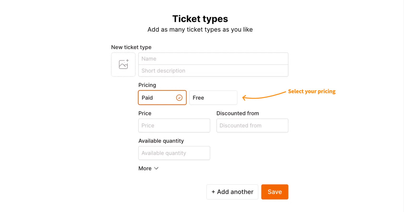 Ticket type pricing is a required field