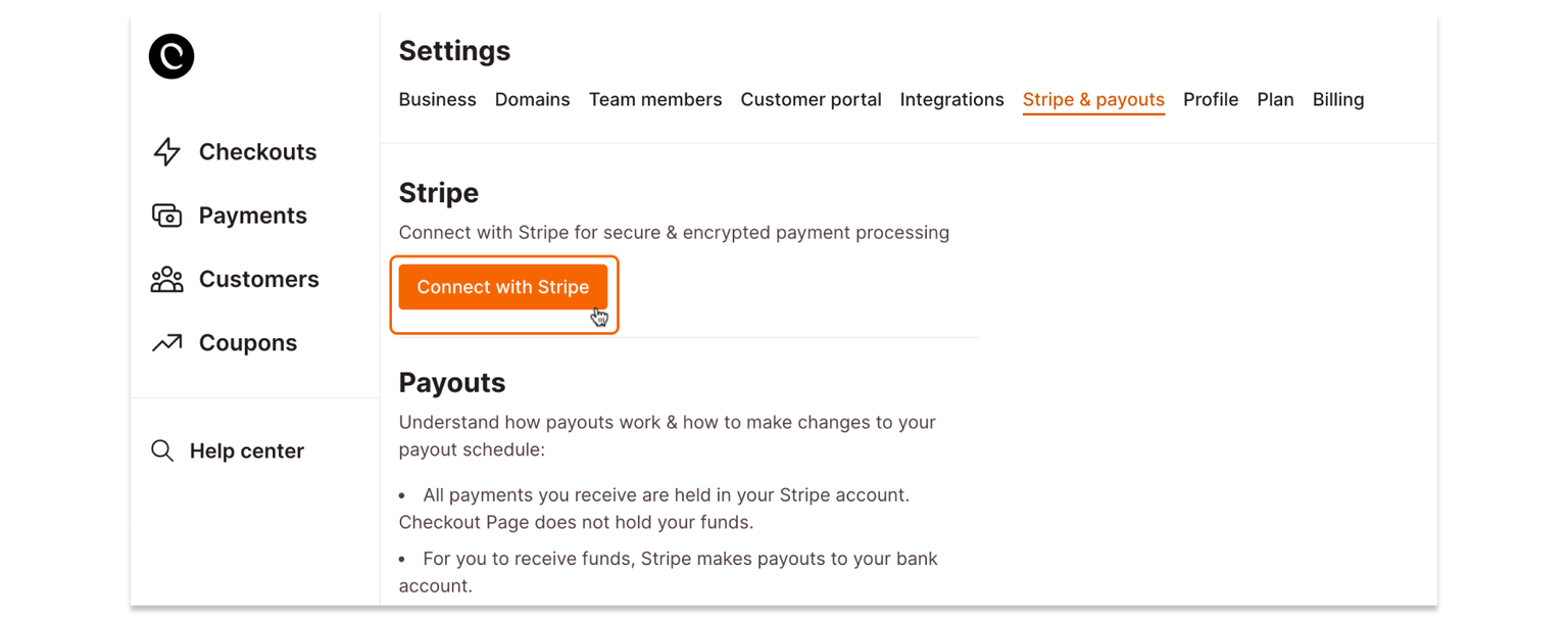 Connect Stripe to Checkout Page step 2