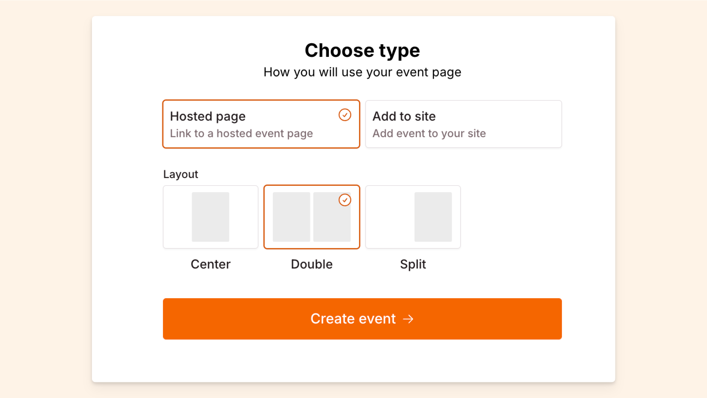 Checkout Page form enabling you to choose a page type