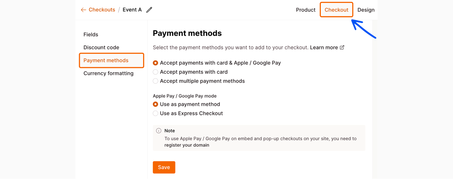 Choose payment methods
