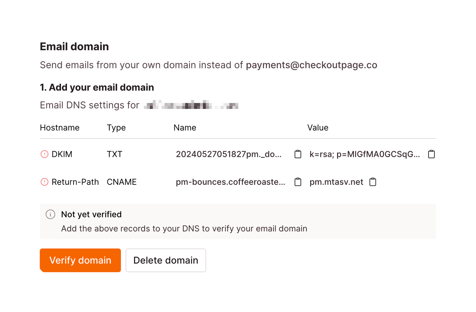 custom email domain dns settings