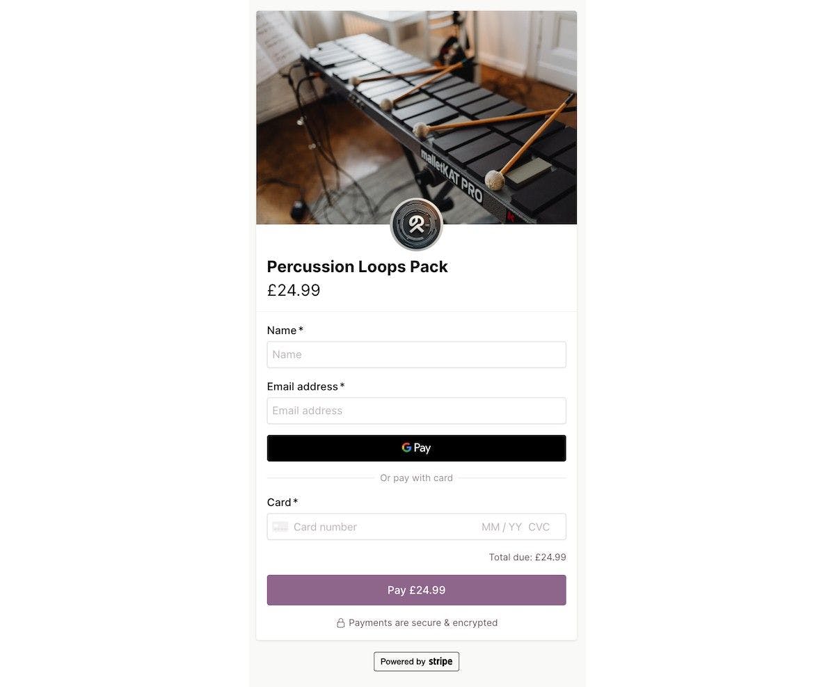 Simple Checkout Page selling percussion loop filec.jpg
