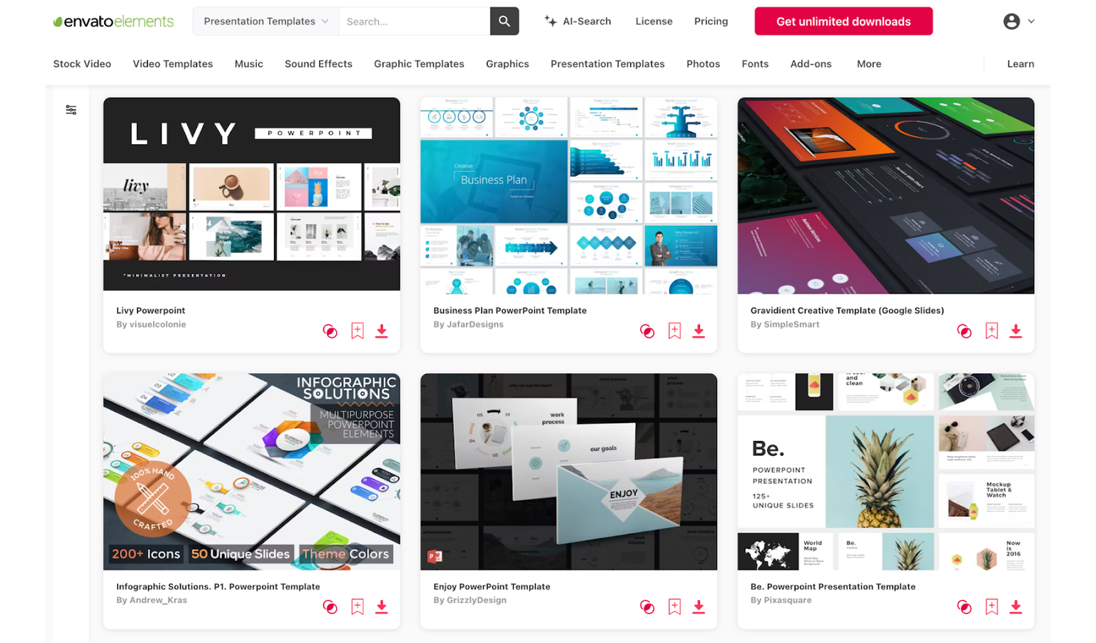 Presentation templates from Envato Elements