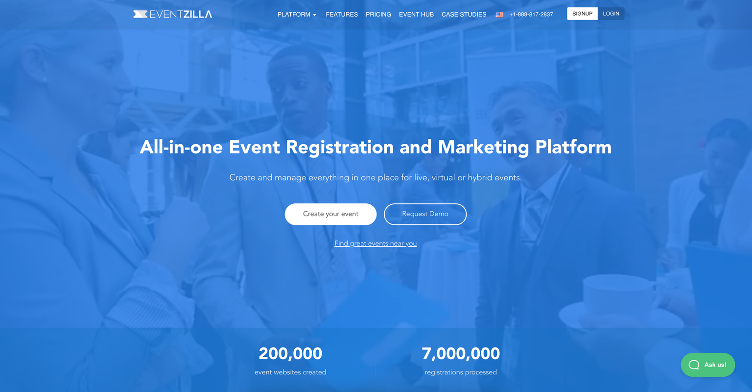 Eventzilla homepage