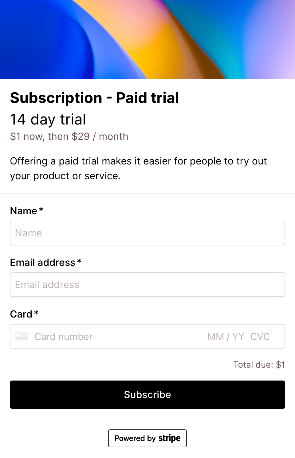 Paid trial subscription