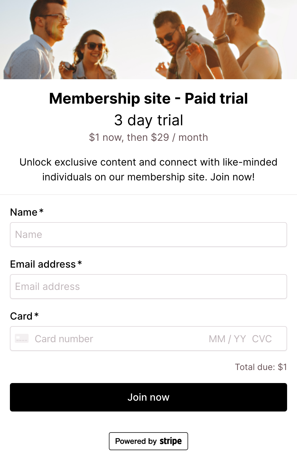 Membership site paid trial