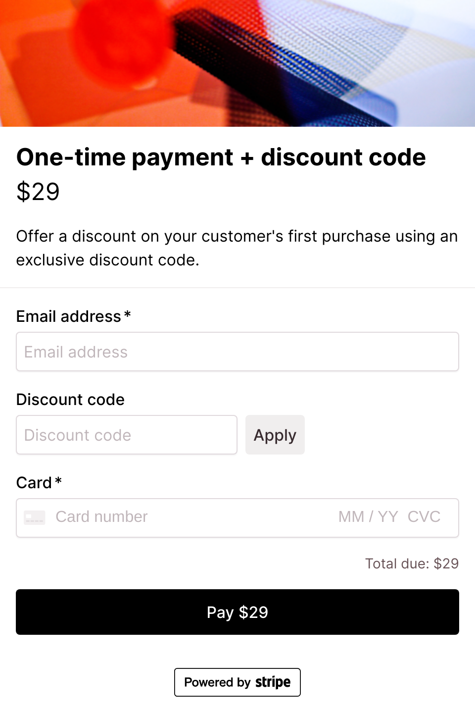 One-time payment with coupon code checkout form