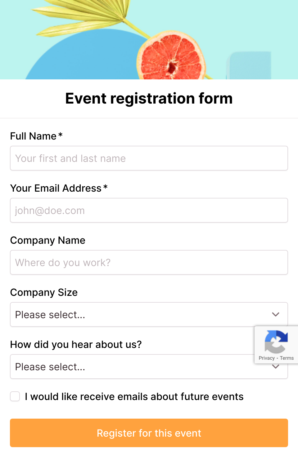 Event registration form