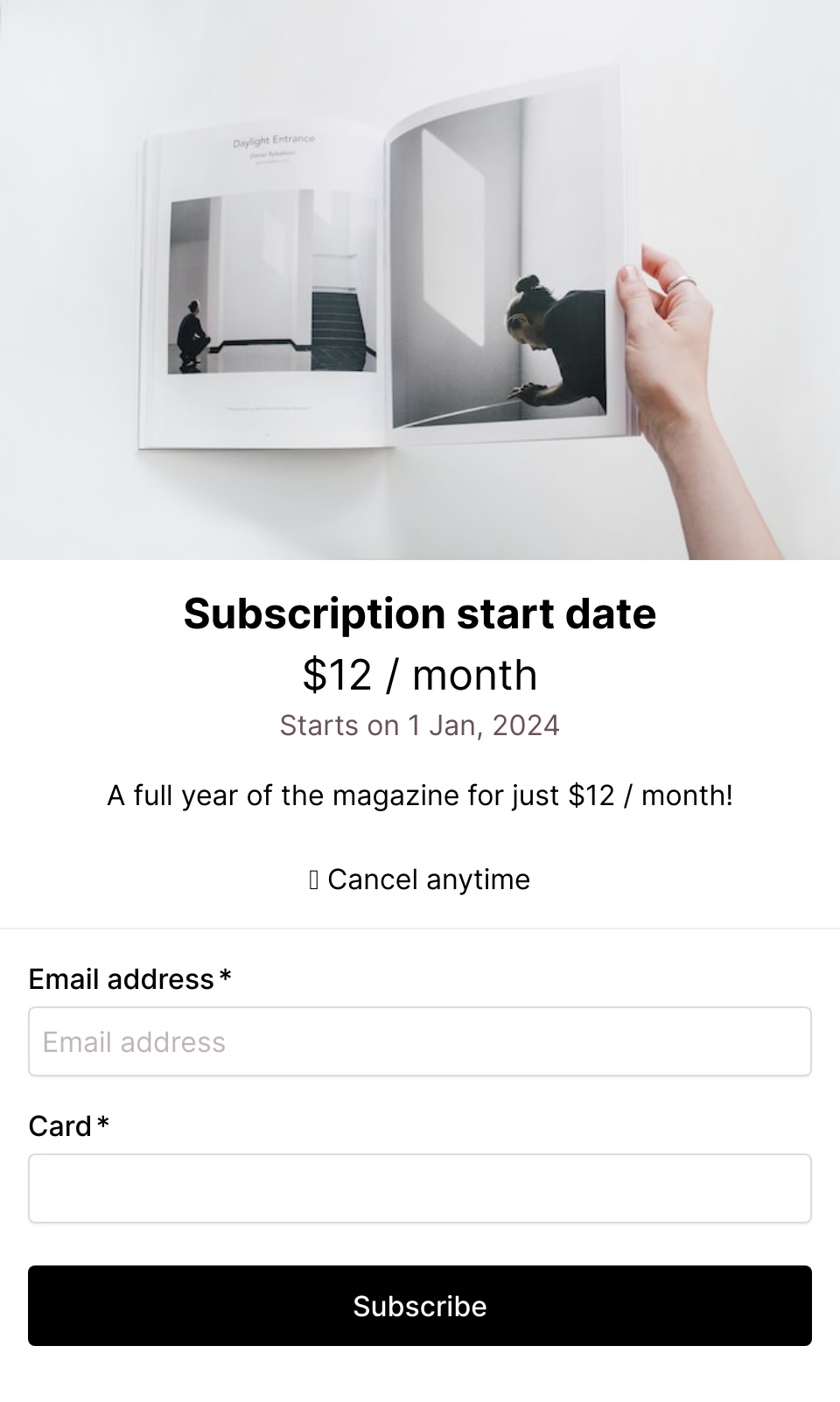 Subscription start date (with Stripe)