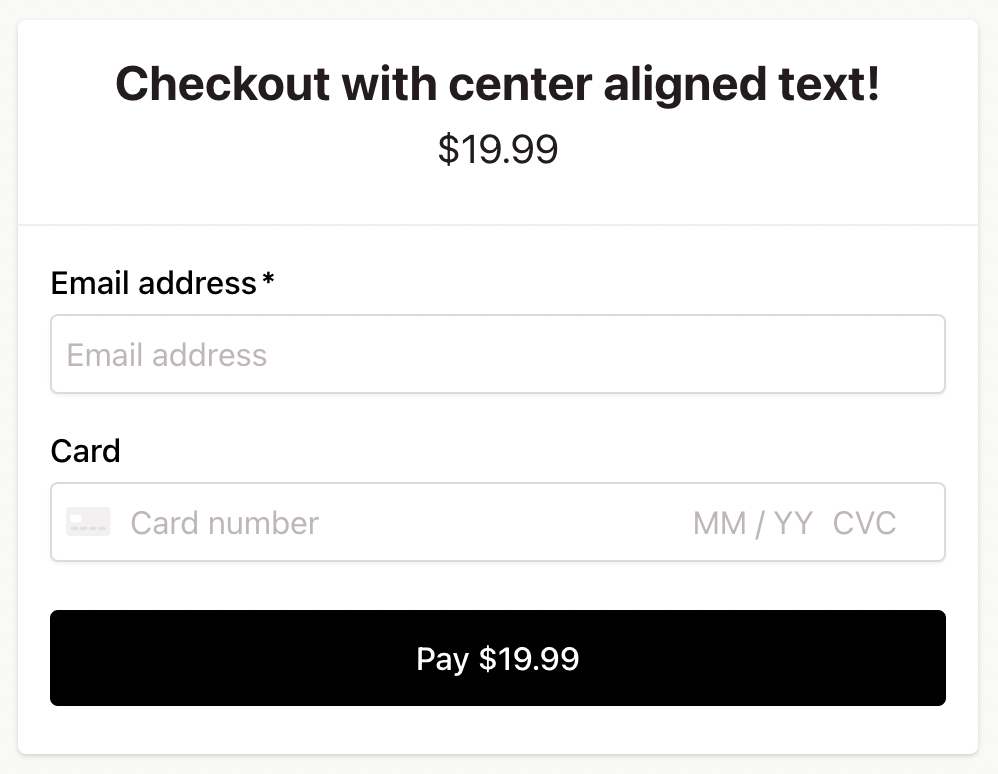 Centered checkout example