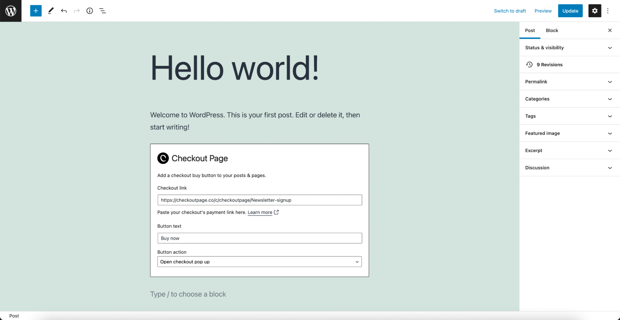 WordPress buy button settings