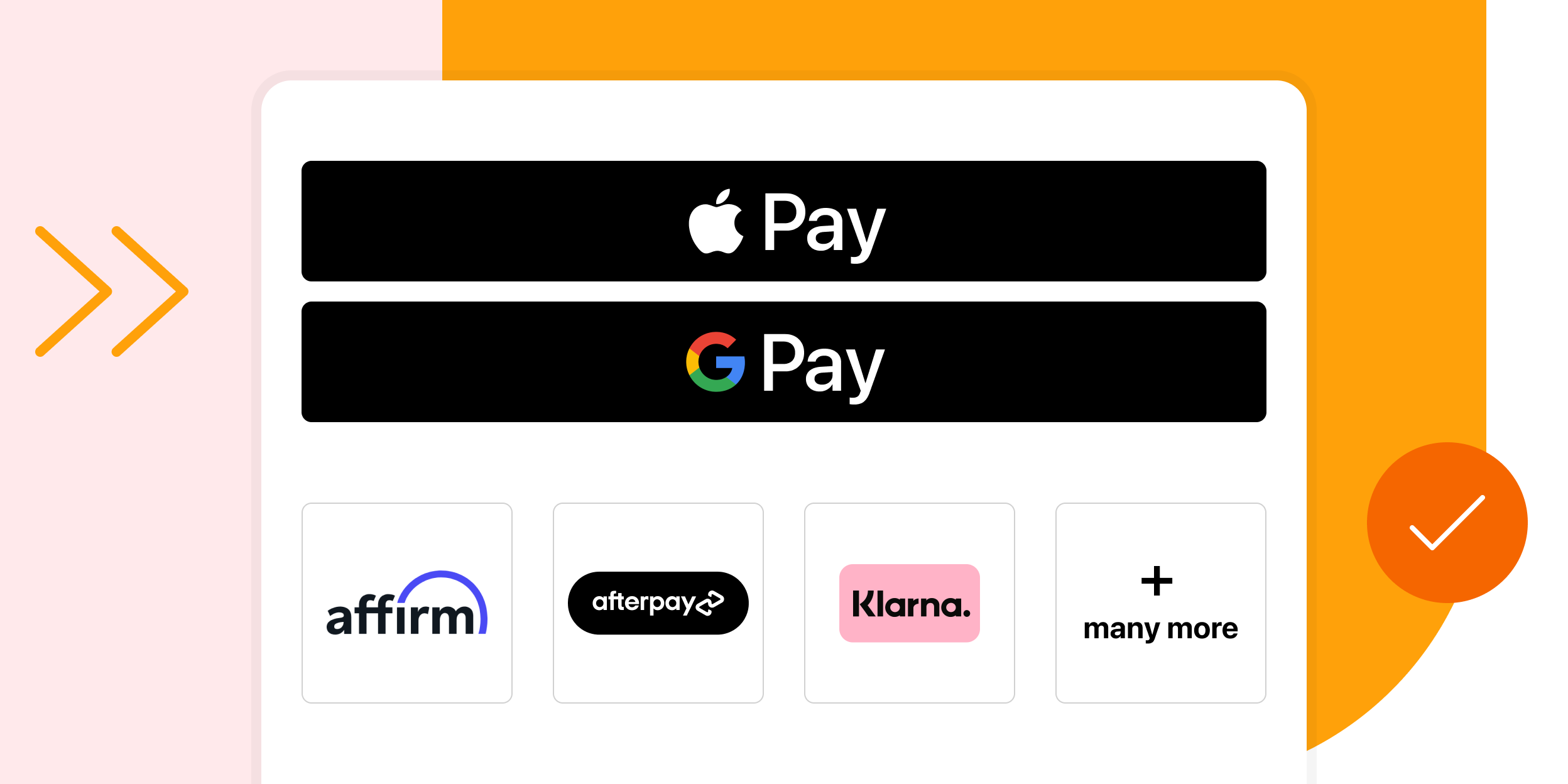 Accept Apple/Google Pay, buy now, pay later & many more payment methods in your checkouts today!