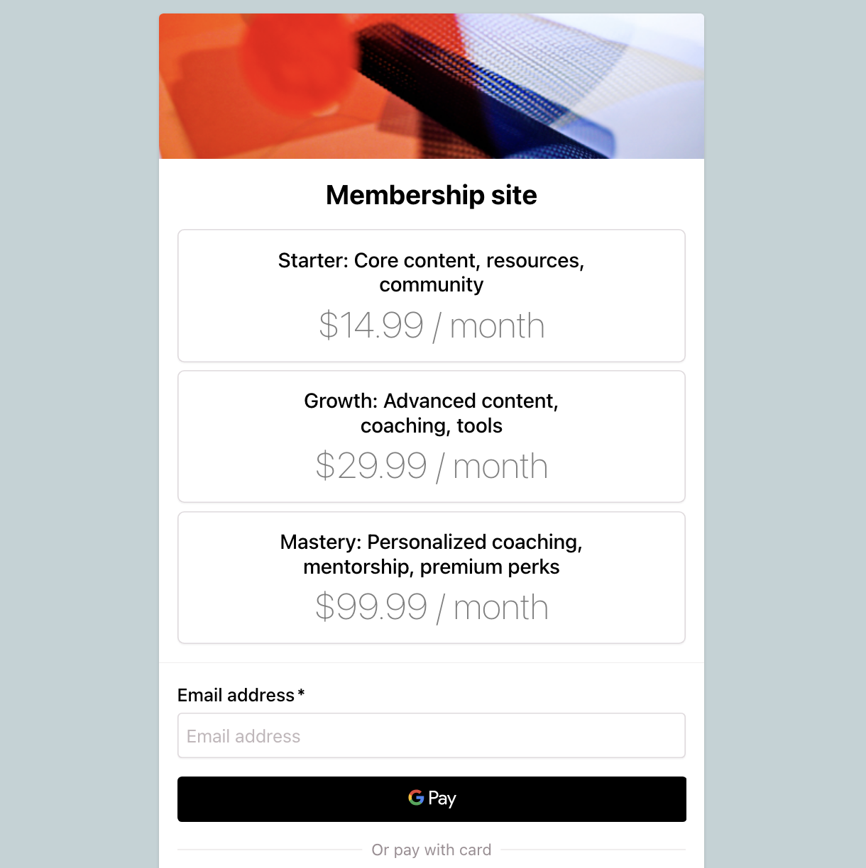Membership site using tiered pricing model to sell access levels to follower