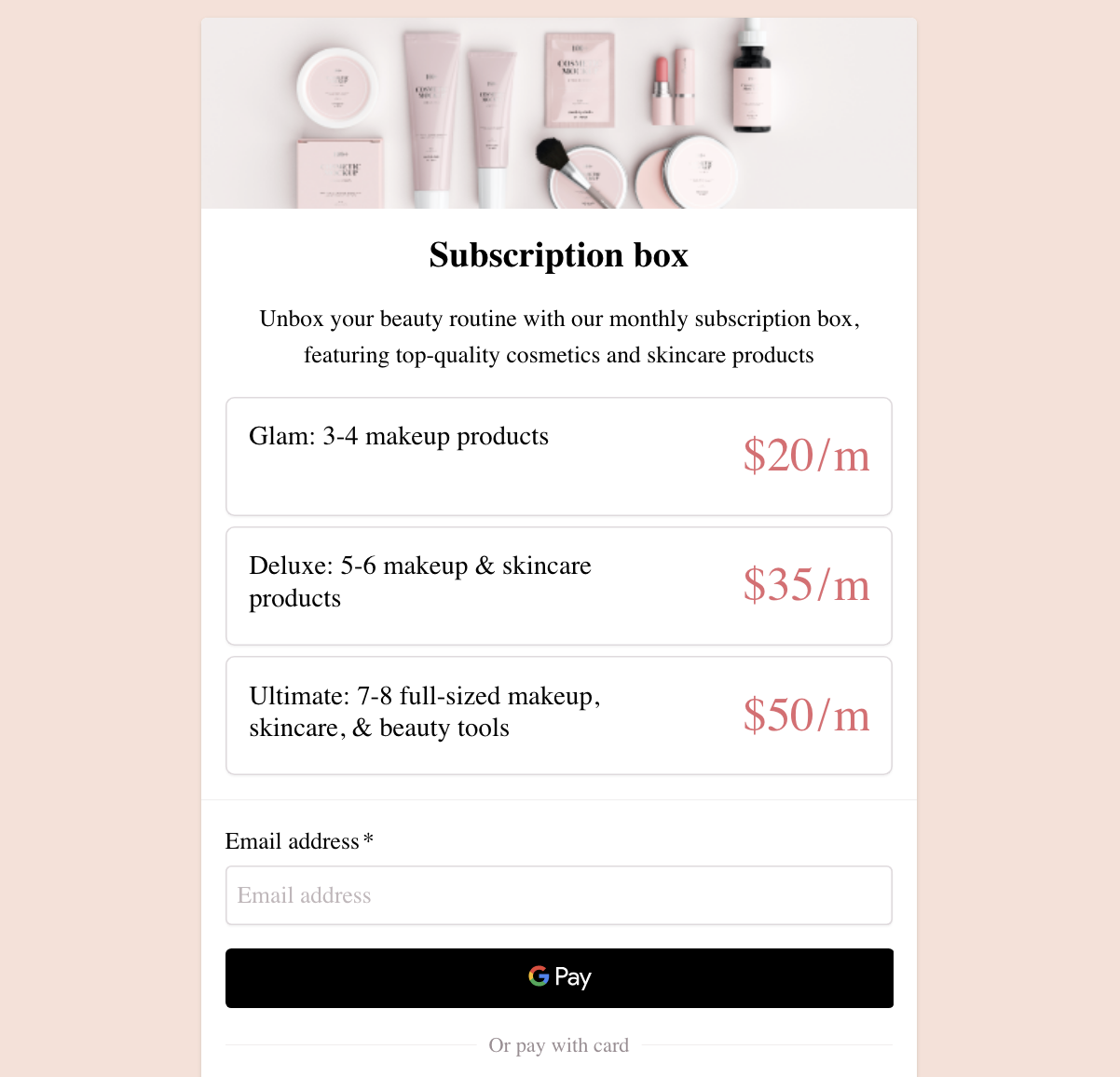 Subscription box business using tiered pricing model to sell subscriptions to customers