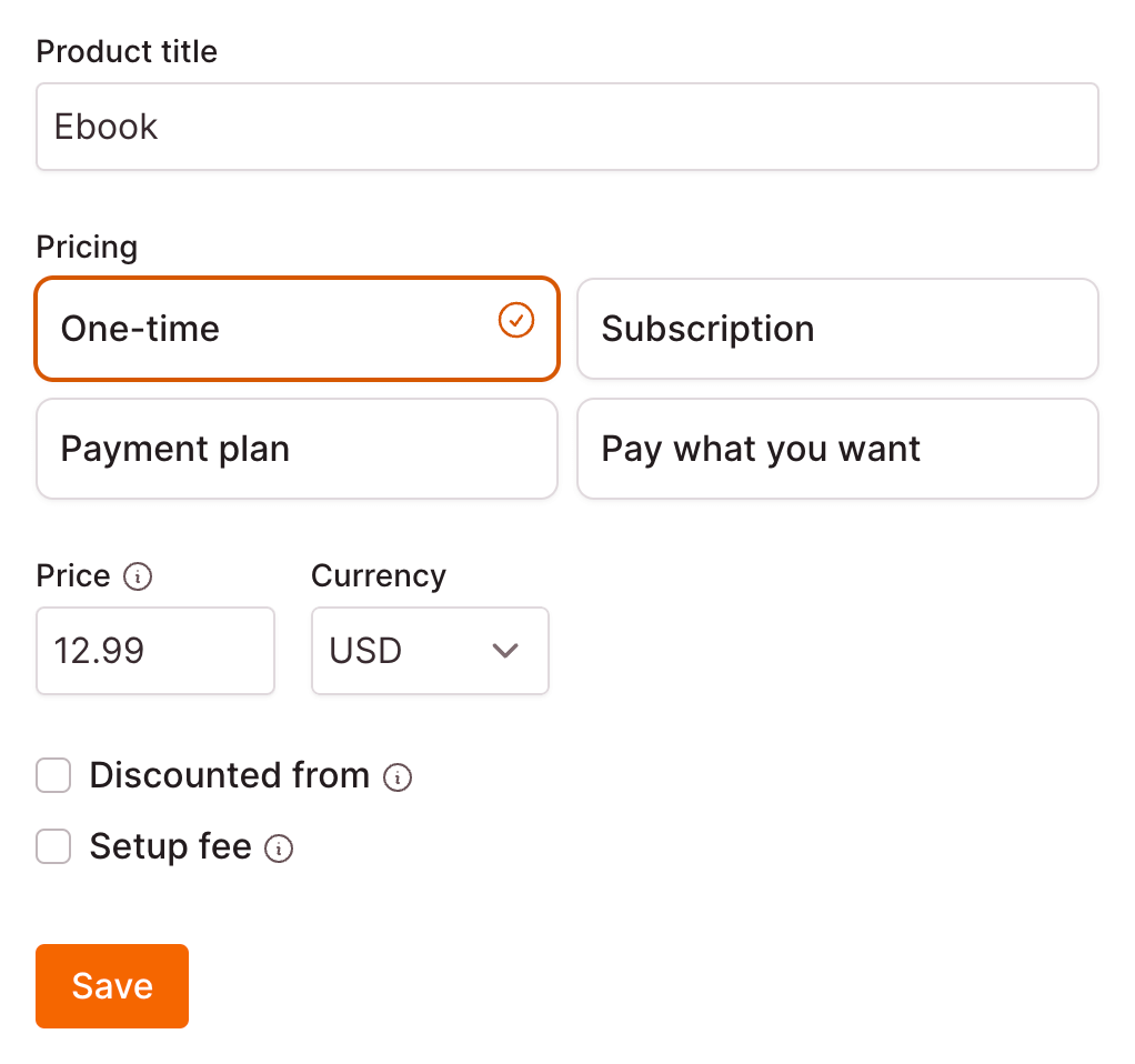Create checkout pages for your digital products