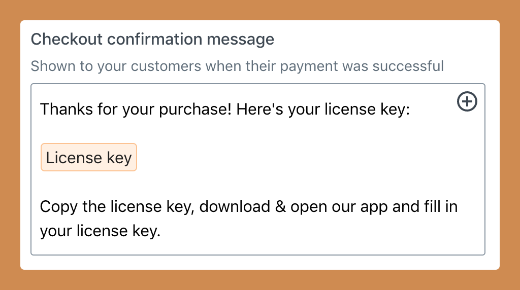 License key confirmation message