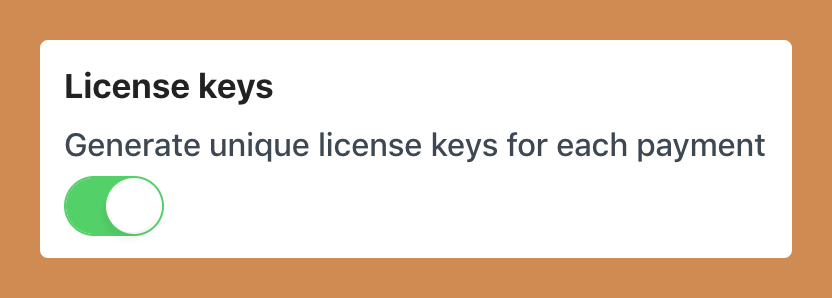 License keys setting